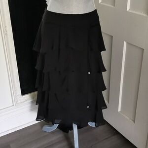 Sandra Darren vintageasymetrical practicalmagic highlow tiered ruffled skirt. 8